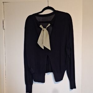 Elegant Navy Sweater with Tie Back